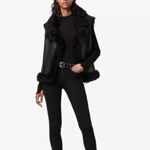 All Saints Sherpa Lined Leather Vest - NEW